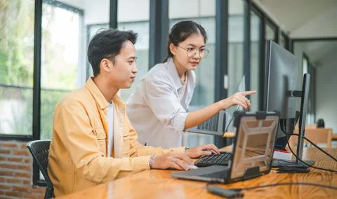 Team programmer focuses on software development, site design, and the advan.. Stock Photos