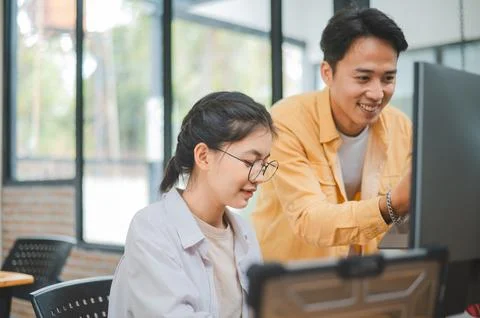 Team programmer focuses on software development, site design, and the advan.. Stock Photos