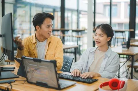 Team programmer focuses on software development, site design, and the advan.. Stock Photos