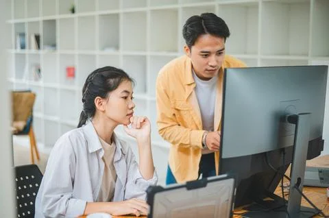 Team programmer focuses on software development, site design, and the advan.. Stock Photos