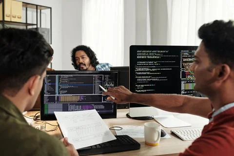 Team of Programmer Working in Office Stock Photos
