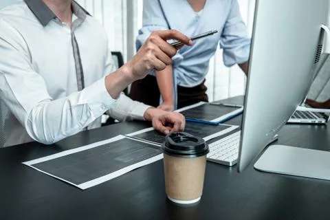 Team of Programmer working in software javascript computer in IT office, Writ Stock Photos