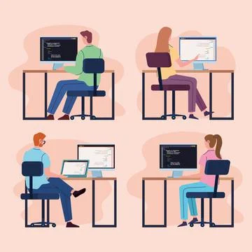 Team programmers computers Stock-Illustration