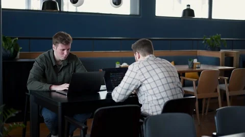 A team of programmers is working on creating a mobile application in a cowork Stock Footage 173464159