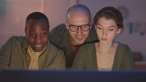 Team of Programmers Working at Night Stock Footage 164920371