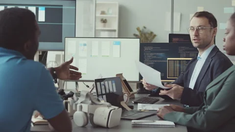 Team of Programmers Working on Project in Office Stock Footage 219313407