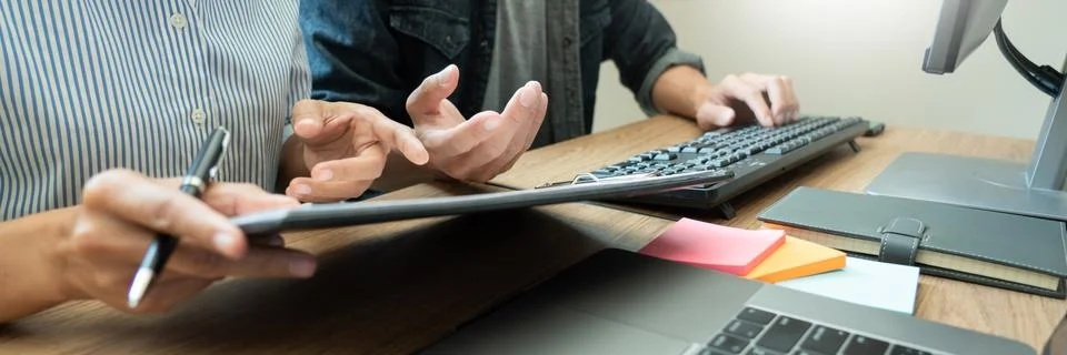 Team of programmers working together development Website design and coding te Stock Photos