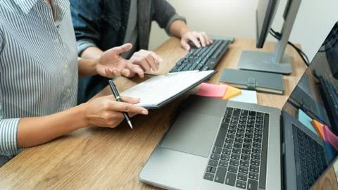 Team of programmers working together development Website design and coding te 写真素材