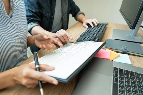 Team of programmers working together development Website design and coding te 스톡 사진