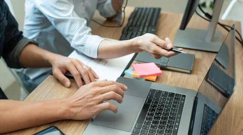 Team of programmers working together development Website design and coding... 스톡 사진