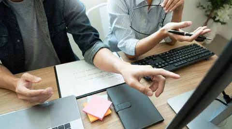 Team of programmers working together development Website design and coding... Stock Photos