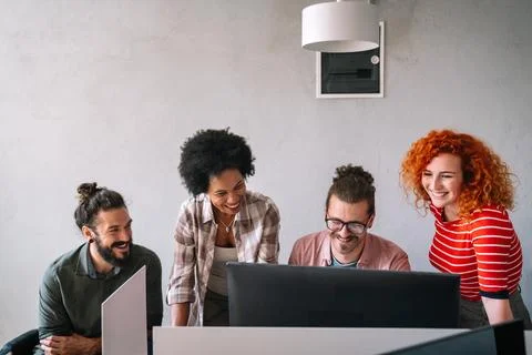 Team of programmers writing digital code in the metaverse and working together Stock-Fotos