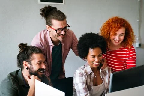 Team of programmers writing digital code in the metaverse and working toget.. Stockfoto's