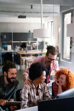 Team of programmers writing digital code in the metaverse and working together Foto stock