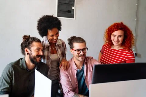 Team of programmers writing digital code in the metaverse and working toget.. Stock Photos
