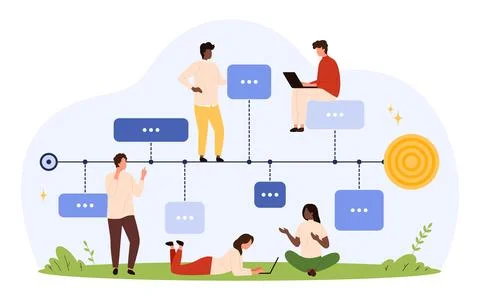 Team Progress Timeline with Milestone Goals Stock Illustration