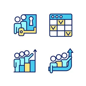 Team project pixel perfect RGB color icons set Illustrazione stock