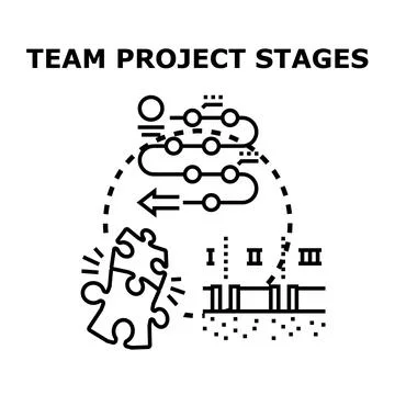 Team project stages planning and development process Stock Illustration