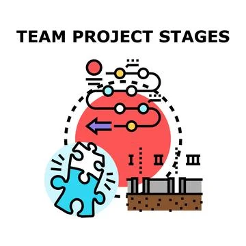 Team project stages planning and development process Stock Illustration