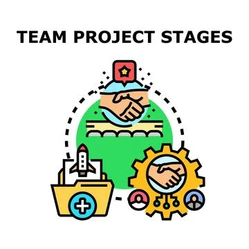 Team project stages workflow planning and business development Stock Illustration