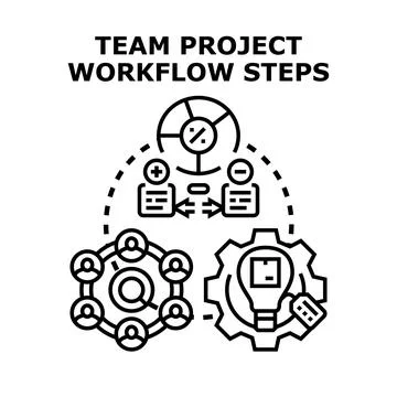 Team project workflow steps concept flat illustration Stock-Illustration