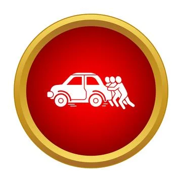 Team pushing broken down car illustrating support concept Stock Illustration