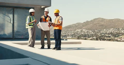 Team, quality control and inspection on construction site with tablet Stock Footage 345645644