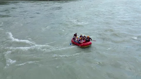 A team rafting down the Katun during a vacation in the Altai Mountains Stock Footage 280114945