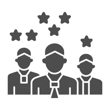 Team with rating stars solid icon, business concept, staff with different work Illustrazione stock
