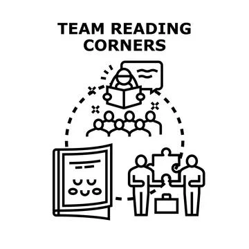Team reading corners concept for education and teamwork Stock Illustration