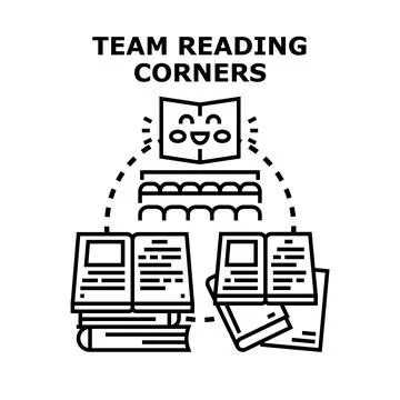Team reading corners concept for educational learning Stock Illustration