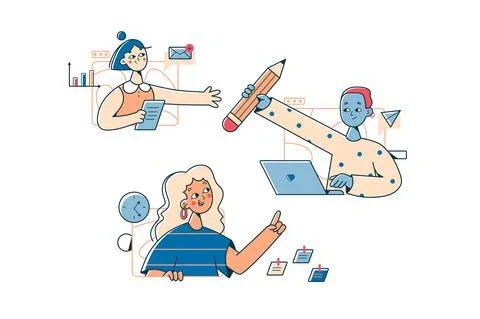 Team remote work from home Stock Illustration