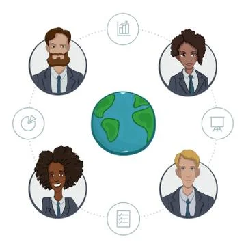 Team of remote workers on a business project Stock Illustration