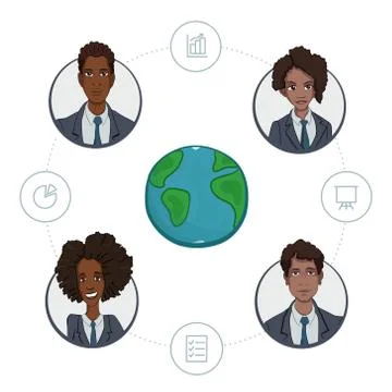 Team of remote workers on a business project Stock Illustration