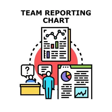 Team reporting chart illustrating data analysis and communication Stock Illustration
