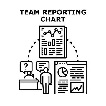 Team reporting chart illustrating data analysis and communication Stock Illustration