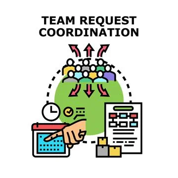 Team request coordination and task management planning Stock Illustration