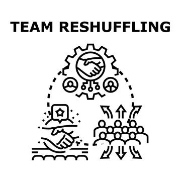 Team reshuffling concept changing business organization structure Stock Illustration