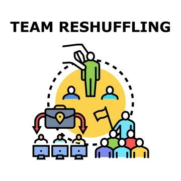 Team reshuffling structure planning and employee reallocation Stock Illustration