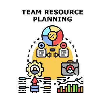 Team resource planning managing project management strategy Stock-Illustration