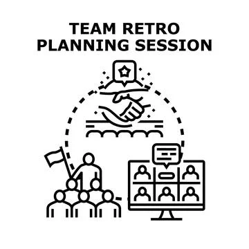Team retro planning session concept vector Stock Illustration
