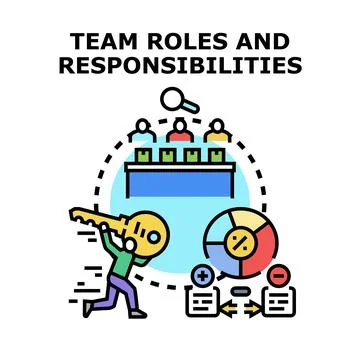 Team roles and responsibilities allocation strategy Stock Illustration