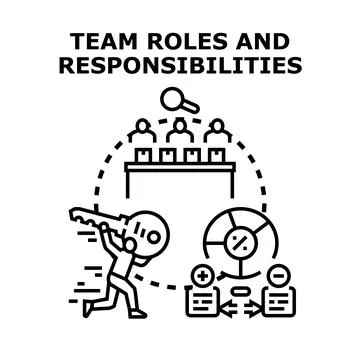 Team roles and responsibilities allocation strategy Stock Illustration