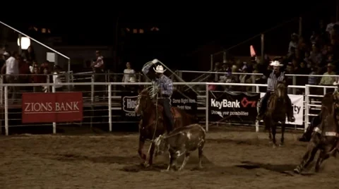 Team roping at the rodeo Stock Footage 7736856