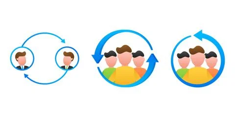 Team rotation process and employee staff turnover cycle 库存插图