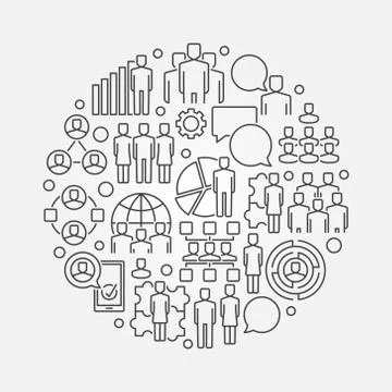 Team round line illustration Stock Illustration