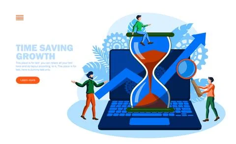 Team saving time and making growth vector illustration Illustrazione stock
