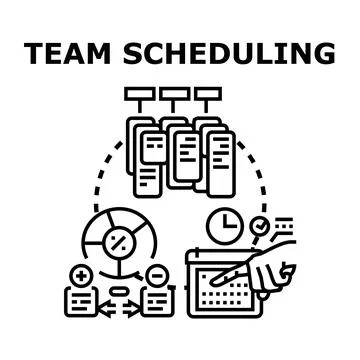 Team scheduling and collaboration for business management Ilustración de archivo