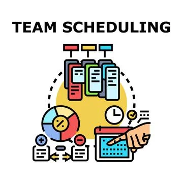 Team scheduling and collaboration for business management Ilustración de archivo