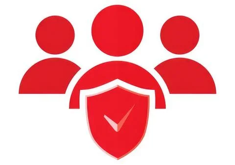Team security icon with shield and check mark symbol Stock Illustration